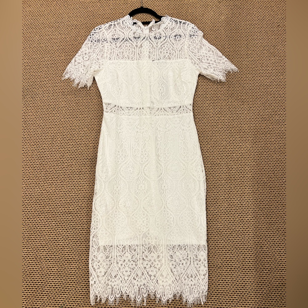Lulu's White Lace Midi Dress